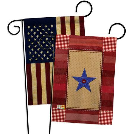 GARDENCONTROL 13 x 18.5 in. Military Vertical Double Sided One Star Service Americana Applique Garden Flags, 2PK GA3261858